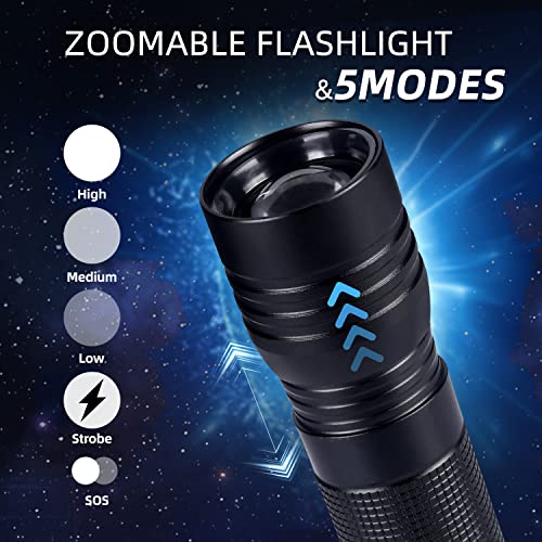 Kunhe 4 Pack Led Compact Emergencies Flashlight Bulk Set High Power Powerful Bright Tactical Flash Lights 600 High Lumens Handheld Small Mini Flashlights #TOP3