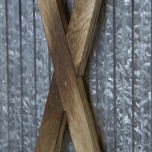 Homestyle4u 1867, Paravent Raumteiler 3 teilig, Holz Metall, Braun, 170 cm Höhe