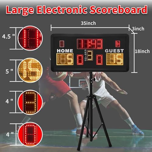 Tableau de score électronique LED grand format avec minuteur et télécommande pour tournois - 2