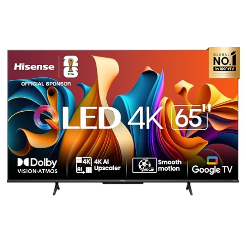 Qual a Melhor TV 65 Polegadas de 2025? (Mais Vendidas) LG, TCL e mais 12 Hisense Smart TV UHD 4K QLED 65' Polegadas 65Q6N Google TV com HDR10+, Dolby Atmos, Sports Mode, Game Mode Plus e Compatível com Alexa