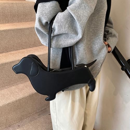 MZRAN Taschen für Damen, einzigartiges Dackel-Design, Umhängetasche, PU-Leder, Handtasche, Unterarm-Geldbörse für Hundeliebhaber und modisch, coffee