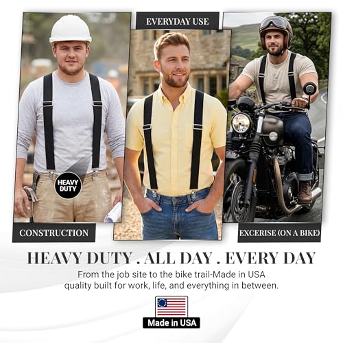 Image of HOLD'EM Suspenders for Men - Mens Suspenders Heavy Duty, Work Suspenders for Men, Jeans, Big and Tall, Seniors