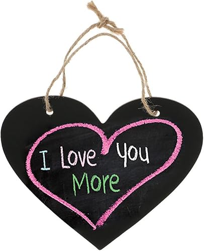 Operitacx Tablero de anuncio colgante de madera de la pizarra de la forma del corazón ideal para la pizarra decorativa de la boda