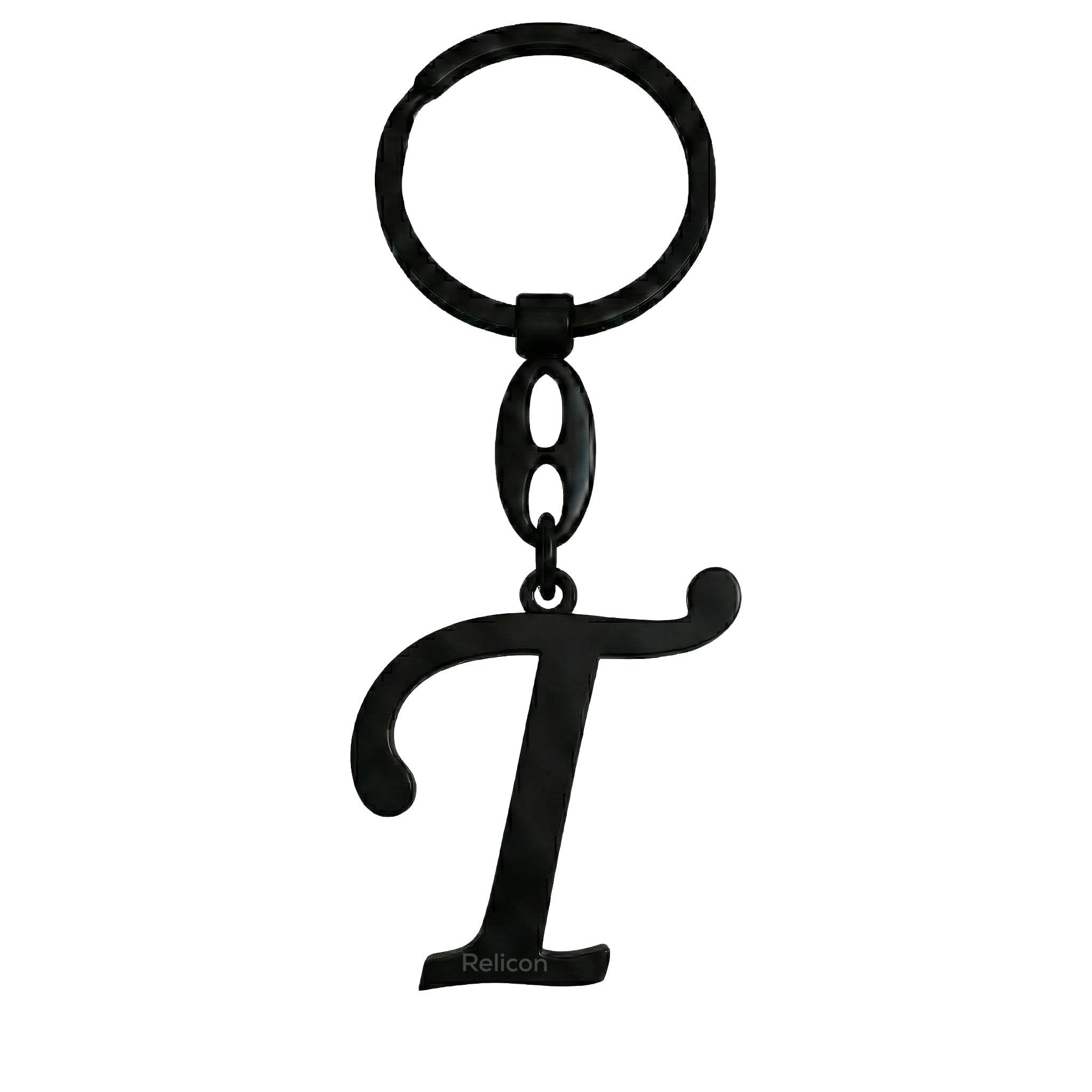 Alphabet Keychain – Letter T (KC-62) | Black Metal Initial Name Keychain for Car & Bike Keys-image-41