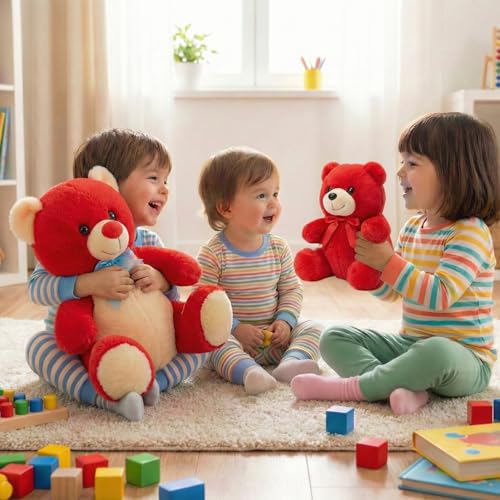 Image of Tabitha Stuffed Toys-Ultra Soft Plush Toy for Kids | Birthday Gifts for Kids and Girls | (Combo of 2 Toys 30 Cm Red Teddy & 25 Cm Red Teddy)