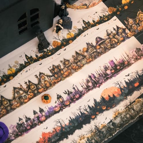 Alideco 6個 マスキングテープ かわいいロレトロハロウィーン・ダーク透明な耐水性 インク PET 粘着 テープ 広幅 DIY おしゃれ マステ シール (anyewuhui)