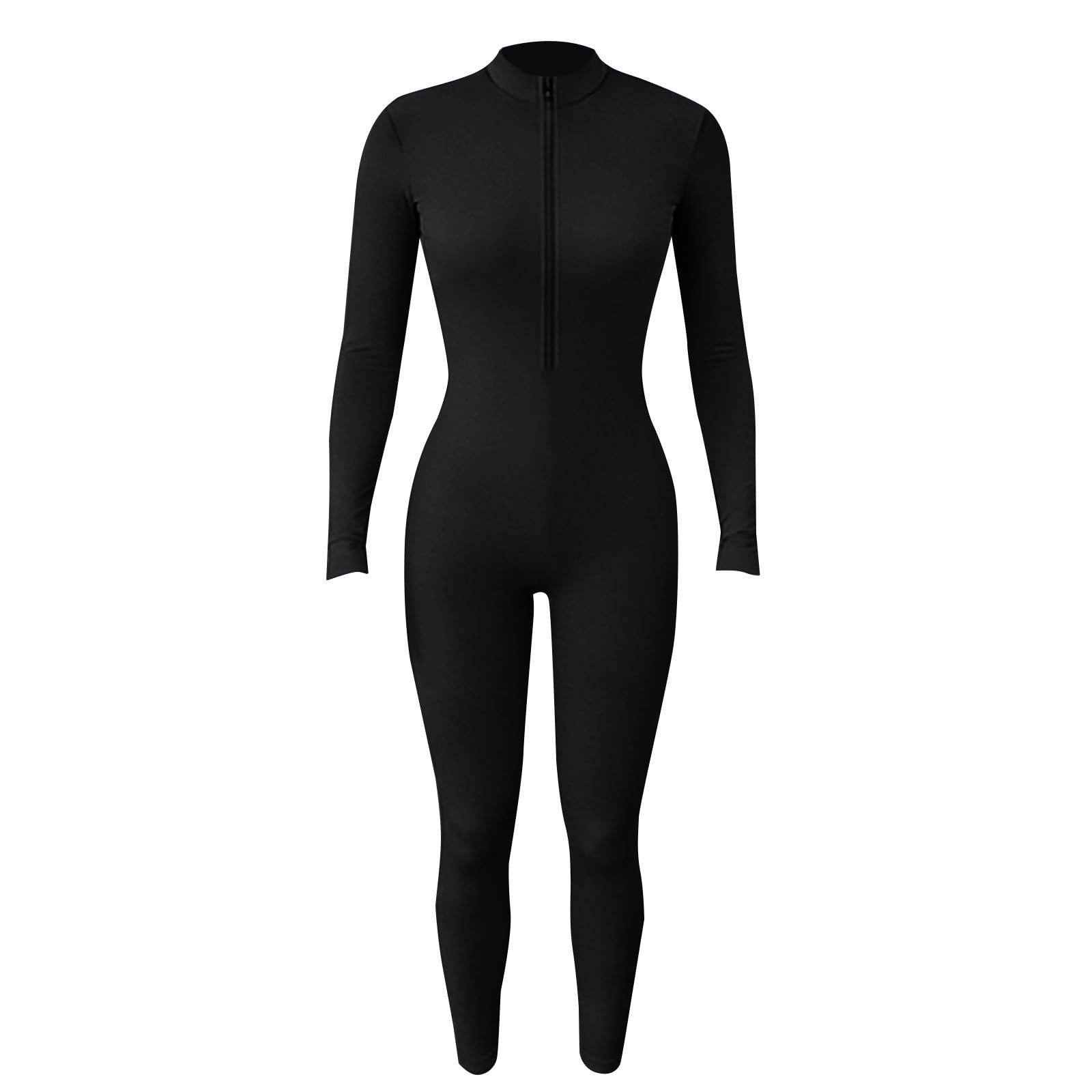 duaicnvow Mono Deportivo Mujer Ajustado Jumpsuit Yoga，Leggins 3D Anticelulitis Mujer Push Up，Manga Larga con Cremallera Ropa Deportiva Elásticos Mono de Gimnasio Acanalados Entrenamiento Fitness