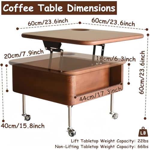Wood-Lift-Top-Coffee-Table-Vintage-Coffee-Table-with-Storage-Shelf-and-Hidden-Compartment-Square-Mobil-Center-Table-Dining-Table-for-Home-Living-Room-Reception-Room-Office Wood Lift Top Coffee Table Vintage Coffee Table with Storage Shelf and Hidden Compartment Square Mobil Center Table Dining Table for Home Living Room Reception Room Office