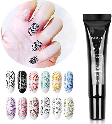 DouborQ Nail Stamping Polish Gel 8ML Nail Art UV Gel Polish For Nail Stamper Plate 12 Colors (12 Colors/Set)