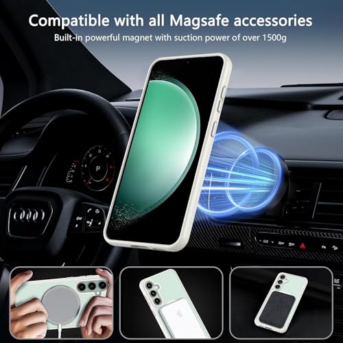 Image of DIZORO Samsung S25 Case,Compatible with MagSafe, Non Yellow Military-Grade Drop Protection & Hard PC Back Cover Slim Transparent Anti-Scratch Shockproof Phone Case (Magsafe White)