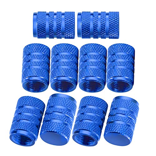 HAIGEZS 10pcs Tire Stem Valve Caps,Wheel Valve Covers Car Dustproof Tire Cap Round Design,Light-Weight Aluminum Alloy for Cars, SUVs, Bike and Bicycle, Trucks, Motorcycles,Blue - Thumbnail 2