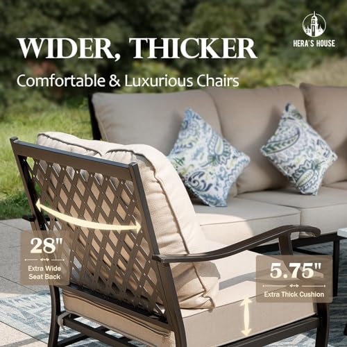 Herashouse6piecepatiofurnitureset2xswivelchair2xfixedchair1x3seatsofawithmarblingcoffeetableallcushionedoutdoorconversationsetforlawngardenbackyard Urban Country Home Decor Heras house 6 piece patio furniture set 2 x swivel chair 2 x fixed chair 1 x 3 seat sofa with marbling coffee table all cushioned outdoor conversation set for lawn garden backyard urban country home decor