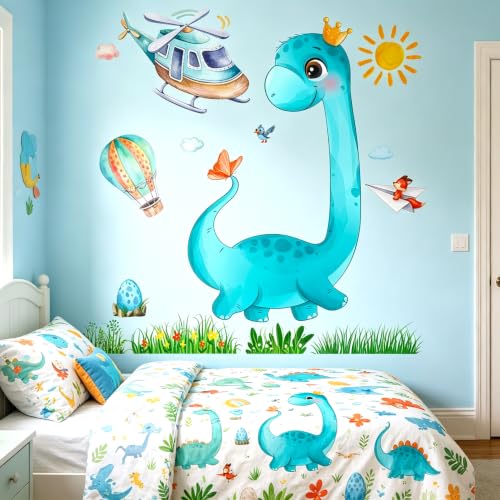 Vinilo decorativo infantil dinosaurio acuarela en 2 piezas