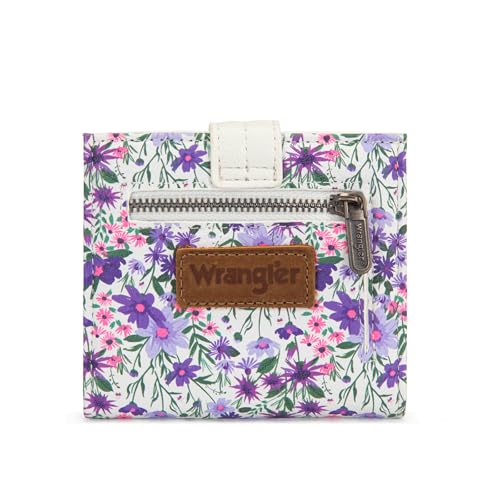 Image of Montana West X Wrangler Wallet Small Womens Girls Flower Bifold Card Wallet With RFID Lining and Zipper Coin Pocket