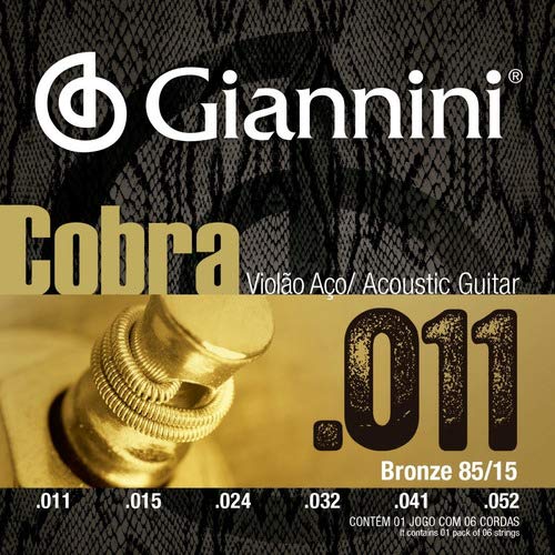 Encordoamento Giannini Cobra Violão Aço Bronze 011 85/15