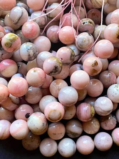 Cuentas de piedra de ópalo rosa natural AAA de 0.236 in, 0.315 in, 0.394 in y 0.472 in, cuentas redondas lisas de ópalo de color rosa natural,