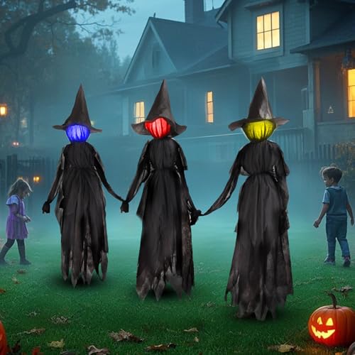 Image of DR.DUDU 6 FT Witch Halloween Decorations Outdoor Yard Decor, Set of 3