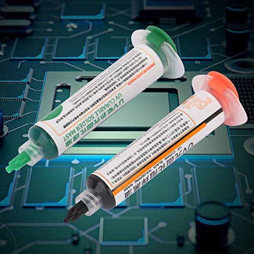 Image of Solder Mask Ink, 2Pcs Light Curing Solder Mask Ink BGA PCB Solder Resist Ink Black + Green
