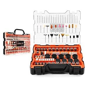480Pcs Rotary Tool Accessories Kit, GOXAWEE 1/8 inch Shank Rotary Tool Accessory Set, Multi Purpose Universal Kit for Cutting, Drilling, Grinding, Polishing, Engraving & Sanding Bright Orange