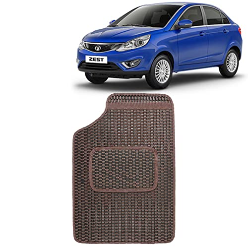 Image of Kingsway Dotted Design Car Floor Foot Mats Universal Fit for Tata Zest, Model Year : 2014 Onwards, Water and Dustproof, Color Brown, Set of 5 Pieces