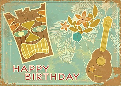 Pacifica Island Art Vintage Tiki & Ukulele by Tatyana Scherbanova - Set of 12 Hawaiian Greeting Cards - Birthday