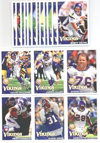 2010 Topps Minnesota Vikings Complete Team Set (18 Cards)