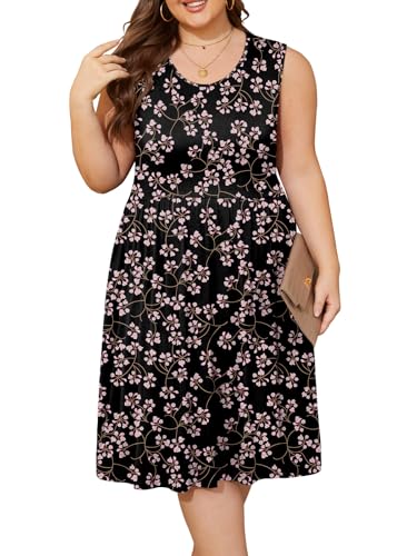 Image of DB MOON Womens 2026 Plus Size Tank Dresses Sleeveless Knee Length Sundress with Pockets