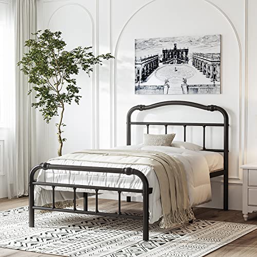 Vtwazast 14 Inch Twin Bed Frame,Heavy Duty,With Headboard And Footboard,Metal Bed Frame No Box Spring Needed,Easy Assembly,Non-Slip, Noise-Free, Black #TOP3