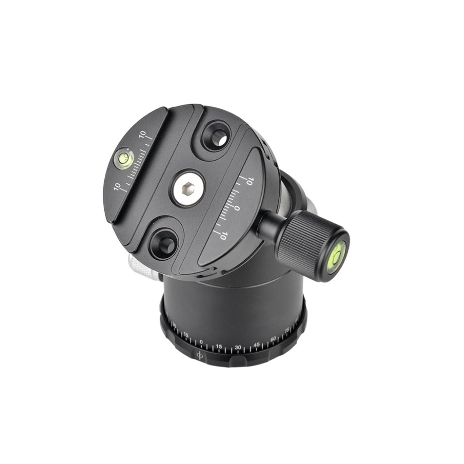 Akozon Testa a Sfera in Lega di Alluminio, Testa Panoramica per Treppiede da 44 Mm con Piastra a Sgancio Rapido da 1/4" e Livella a Bolla, per Fotocamere DSLR e teleobiettivi.