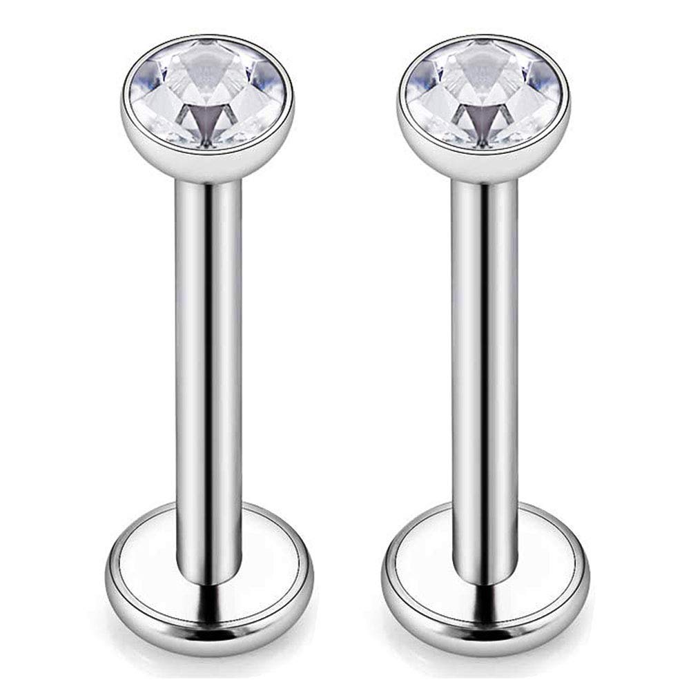 CIZME G23 Perno labial de titanio 1,2mm Barras Labret con cartílago de cristal Helix Tragus Monroe Piercing Bar 6/8/10mm