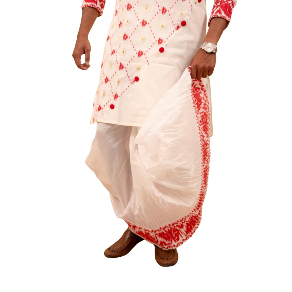Traditional Jamdani Dhuti with Decorative Border for men-picture-50