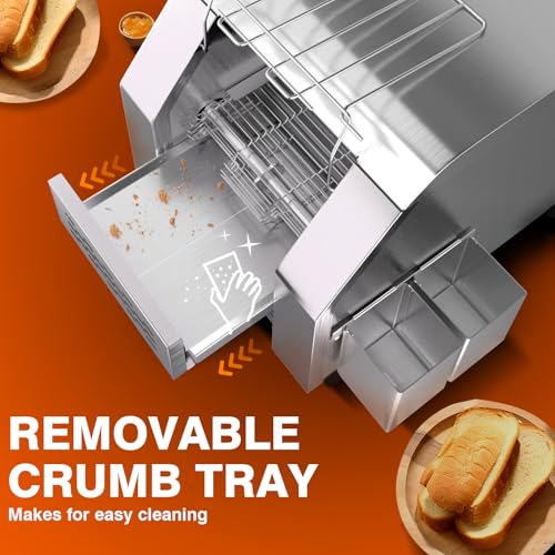 Image of PYY Commercial Conveyor Toaster 100pcs /h - Electric Conveyor Belt Toaster for Toast, Bun, Bagel, Bread, Heavy Duty Stainless Steel Toaster Oven for Restaurant, Bakery, Buffet Use