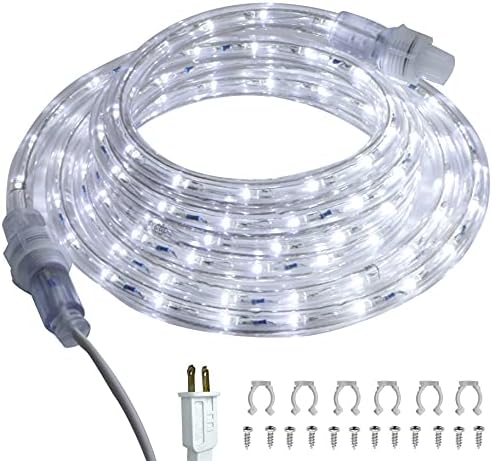 FOEERS 3M 10ft 110V Led Rope Lights Outdoor Wedding Christmas Holiday Decoration Lights (White)