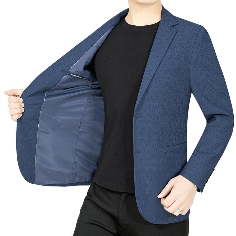 Men's Blue Casual Blazers Suit Jackets Two Button Stretch Lightweight Sport Coats2