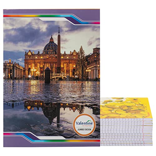 Image of N.S Bright A4 Size Register Notebook for Students - Single Line Ruled (29 x 21 cm) | Pack Set of 12 With Free 5 Ballpens for Smooth Writing, 200 Pages