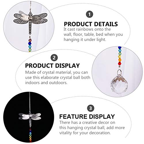 Amosfun 3Pcs Hanging Suncatcher Cristal Coruja Árvore Da Vida Pingente de Libélula Íris Chakra Conta