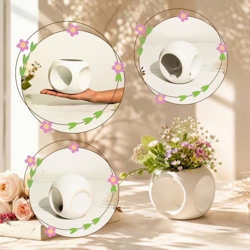 Image of Art Street Cup Shaped Ceramic Vase for Home Dcor| White (4x5 inch)| Vases for Fake Flowers, Plants| Decorative Items for Living Room| Table, Office Gift for House Warming| Flowers Not Included