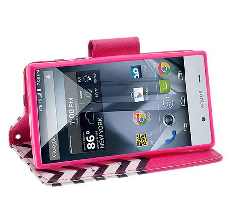 Sharp Aquos Crystal 306 Case - Sharp Aquos Crystal 306 Rugged Heavy Duty Case - Rugged Holster Case With Kickstand For Sharp Aquos Crystal 306 (Hot Pink Anchor) #TOP1
