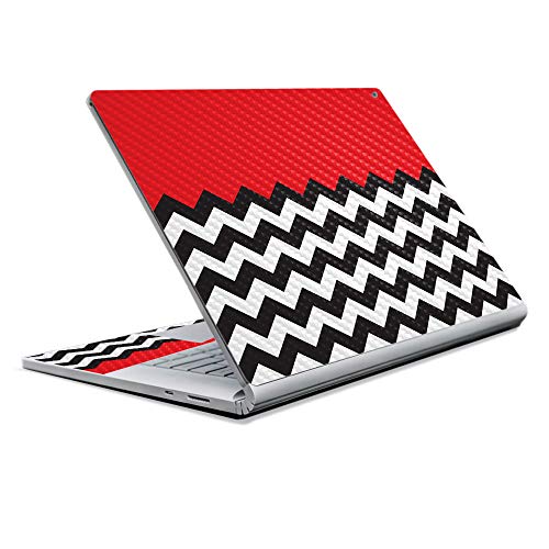 Image of MightySkins Carbon Fiber Skin for Microsoft Surface Book 2 13 inch (2017) - Red Chevron,Protective, Durable Textured Carbon Fiber Finish,Easy to Apply, Remove, and Change Styles,