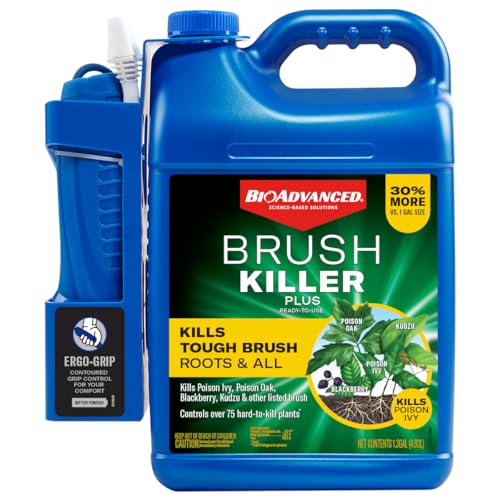 BioAdvanced Brush Killer Plus, Ready-to-Use Weed Killer Sprayer, 1.3 Gal &acirc;&euro;&ldquo; Kills Tough Brush...
