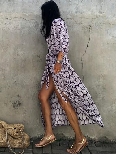 Image of Kaftan Dresses for Women Plus Size Summer Beach Dress with Print and Swim Cover Ups