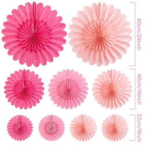 Image of Paper Jazz Hot Pink Paper Flower Birthday Decoration, Large Paper Fans Party Decoration,Giant Decorations Valentines Day Decorations for Birthday Baby Shower Graduation Galentine's Day.