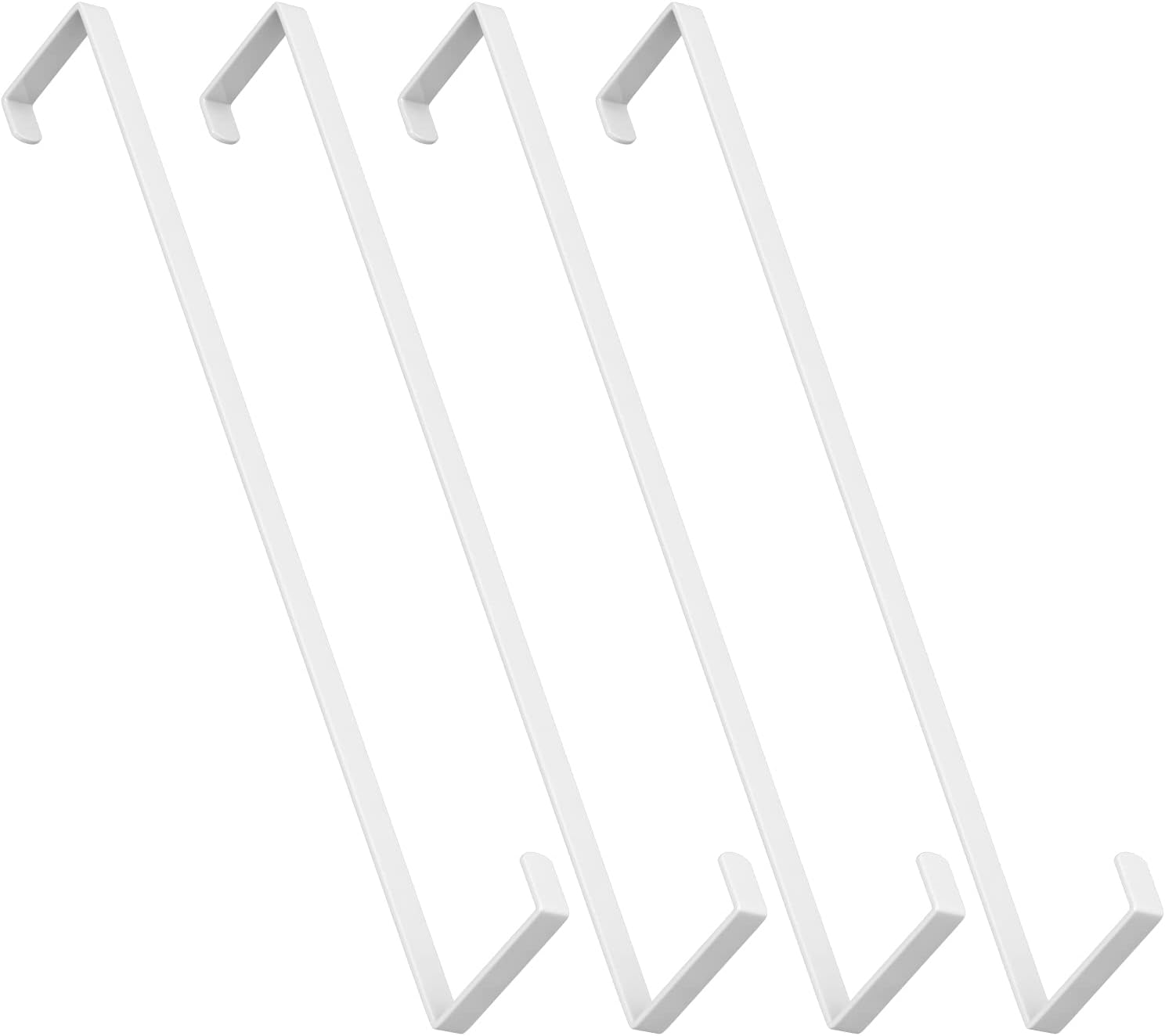 Over The Door Hooks 14”, 4 Pack Door Hanger Hook Z-Shaped Wreath Hanger Fits For 1-3/8” & 1-3/4” Door Widths, Sturdy Metal Door Hooks For Hanging Christmas Wreath, Towels, And More (White)