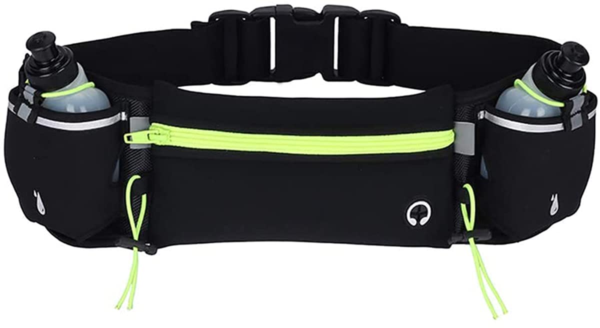 Running Waist Pack Belt Bag with 2 Water Bottle Holder Reflective Fanny Pack by KASTWAVE for Jogging Riding Walking