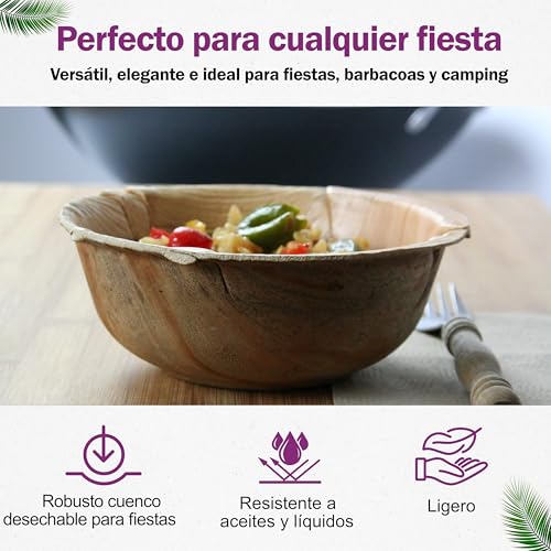 Imagen secundaria de Waipur 25 Cuencos Desechables de Hoja de Palma Orgánicos