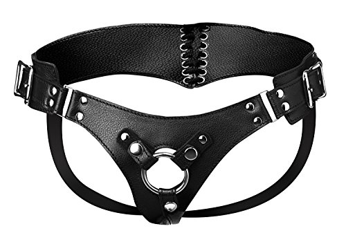 Strict Leather Corset-Back Strap-On Dildo Harness