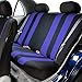 FH Group Three Row Combo Set Striking Striped 7 Seater Car Seat Covers with Steering Wheel Cover and Seat Belt Pads - Universal Fit for Most Cars, Trucks, SUVs or Vans Blue/Black