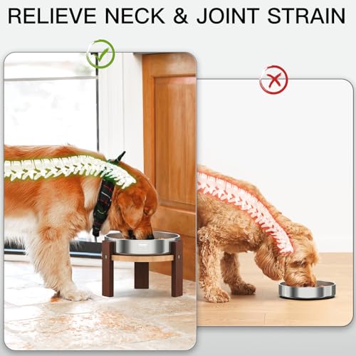 Feedoo Elevated Dog Bowl Stand, 6\'\' Height Raised Stand for Medium&Small Dogs, Durable Solid Hardwood Stand for 7.8Inch Bowls [No Dog Bowl Included] - Thumbnail 4