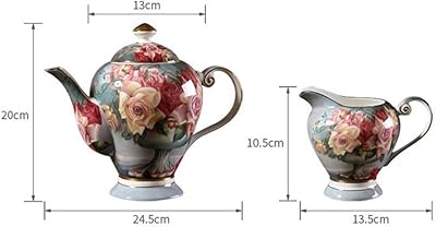 お茶セット ヨーロッパの花の結婚式の贈り物セラミックカップコーヒーカップのセットスーツの家庭用塗装レッドローズ ティーカップとソーサーセット (Color : Multi-colored, Size : 11pcs)