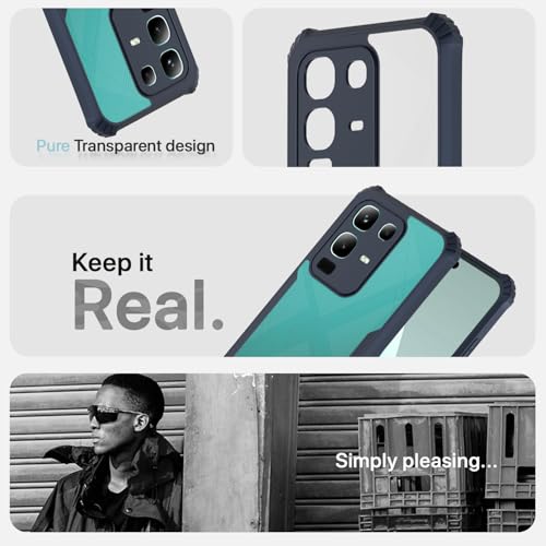 Image of Pikkme Back Cover for Infinix Note 50x 5G | Ultra Hyrbid | Full Camera Protection | Raised Edge | Crystal Clear Transparent Bumper Case (Blue)